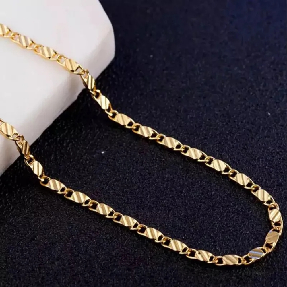 NEW 18k Yellow Gold Flat Chain Mariner Necklace - Picture 3 of 6